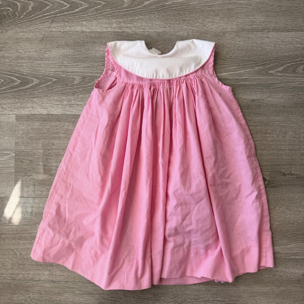 Vintage Amanda Remembered Pink Gingham Smocked Dress Peter Pan Collar Girls 3T